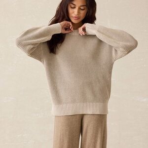 Faherty Sunwashed Cotton Fisherman Sweater - Sand Shell LARGE